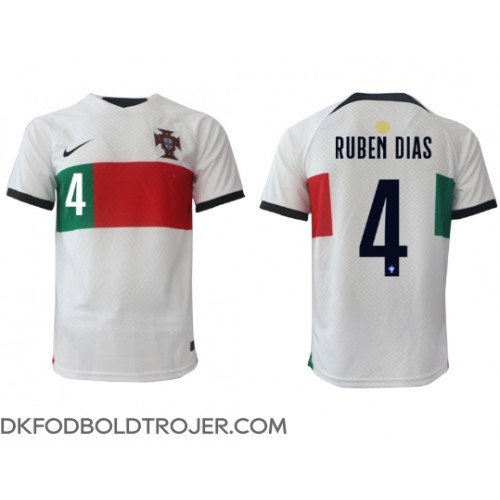 Billige Portugal Ruben Dias #4 Udebane Fodboldtrøjer VM 2022 Kortærmet
